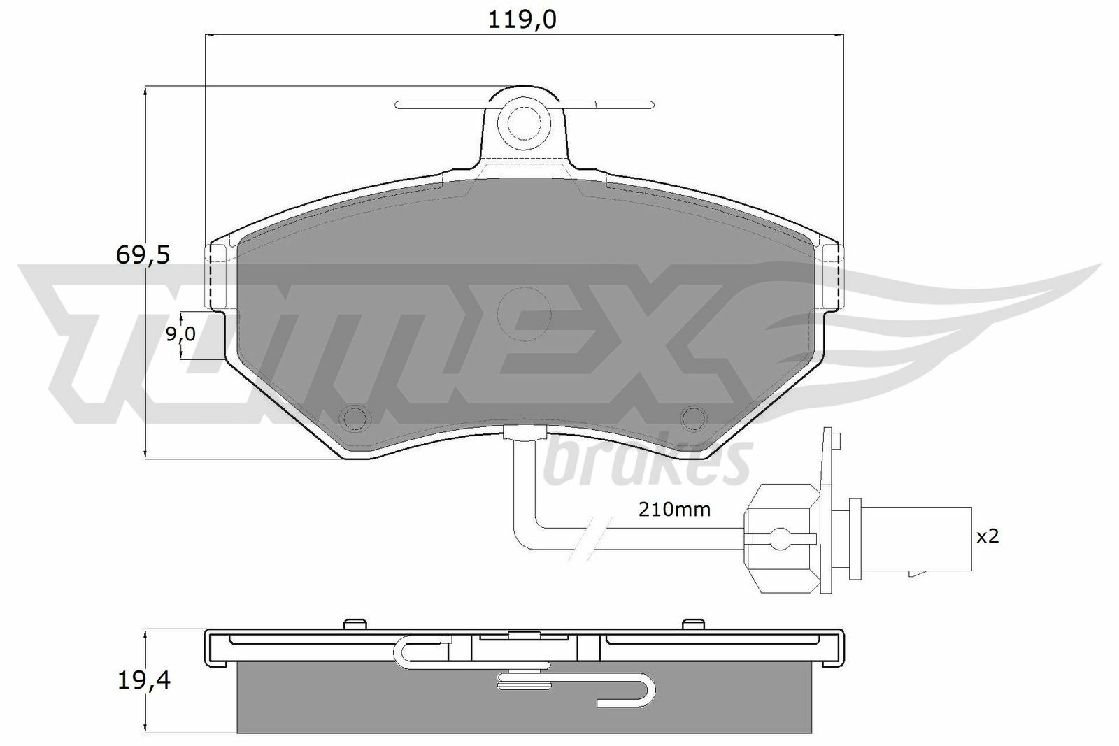 Sada brzdových destiček, kotoučová brzda TOMEX Brakes